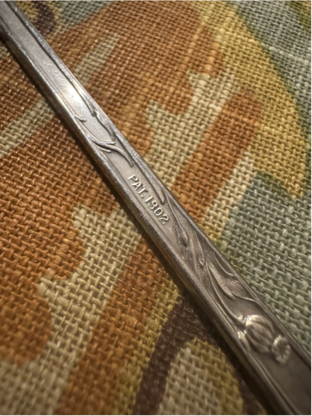 Antique 1835 R Wallace HIBISCUS Silverplate Lettuce Fork Monogram P - Picture 6 of 6